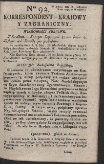 Korrespondent Kraiowy Y Zagraniczny. R. 1793 Nr 92