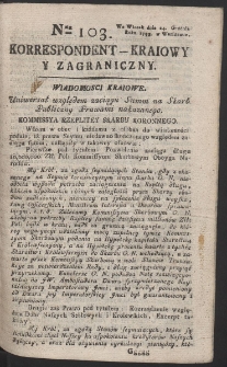 Korrespondent Kraiowy Y Zagraniczny. R. 1793 Nr 103