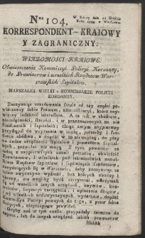 Korrespondent Kraiowy Y Zagraniczny. R. 1793 Nr 104