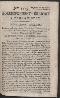 Korrespondent Kraiowy Y Zagraniczny. R. 1793 Nr 105
