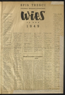 Spis treści za rok 1949 [Wieś, Rok VI, 1949]