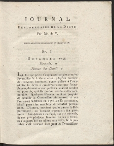 Journal Hebdomadaire De La Diete Par Mr. De V. R. 1789 Nr 1