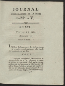 Journal Hebdomadaire De La Diete Par Mr. De V. R. 1789 Nr 16