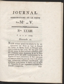 Journal Hebdomadaire De La Diete Par Mr. De V. R. 1789 Nr 33
