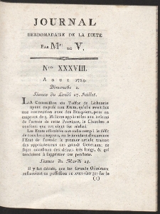 Journal Hebdomadaire De La Diete Par Mr. De V. R. 1789 Nr 38