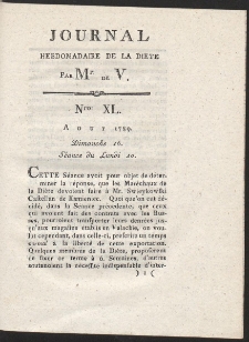 Journal Hebdomadaire De La Diete Par Mr. De V. R. 1789 Nr 40