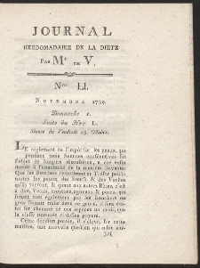 Journal Hebdomadaire De La Diete Par Mr. De V. R. 1789 Nr 51