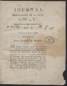 Journal Hebdomadaire De La Diete Par Mr. De V. R. 1790 Nr 1