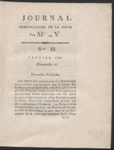 Journal Hebdomadaire De La Diete Par Mr. De V. R. 1790 Nr 3