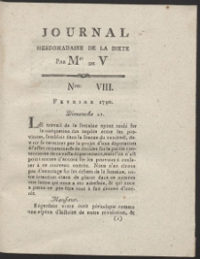 Journal Hebdomadaire De La Diete Par Mr. De V. R. 1790 Nr 8