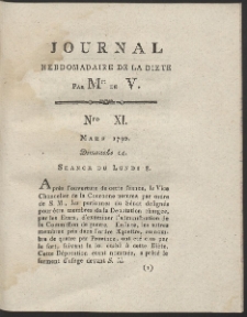 Journal Hebdomadaire De La Diete Par Mr. De V. R. 1790 nr 11