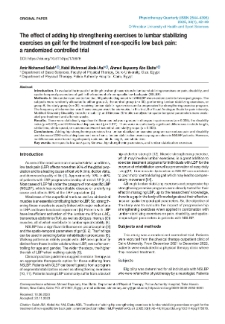 The eﬀect of adding hip strengthening exercises to lumbar stabilizing exercises on gait for the treatment of non-speciﬁc low back pain: a randomized controlled trial