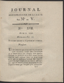 Journal Hebdomadaire De La Diete Par Mr. De V. R. 1790 Nr 17