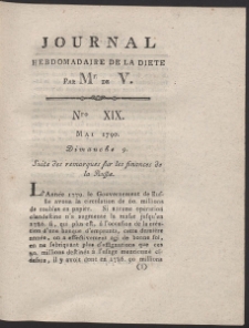 Journal Hebdomadaire De La Diete Par Mr. De V. R. 1790 Nr 19