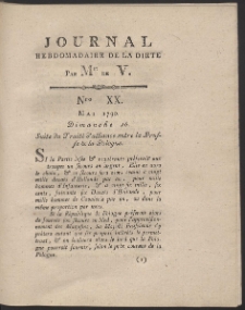 Journal Hebdomadaire De La Diete Par Mr. De V. R. 1790 Nr 20
