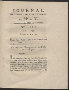 Journal Hebdomadaire De La Diete Par Mr. De V. R. 1790 Nr 22