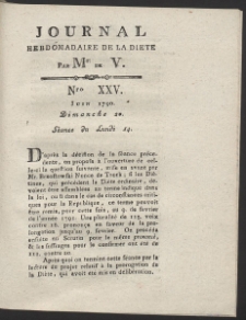Journal Hebdomadaire De La Diete Par Mr. De V. R. 1790 Nr 25