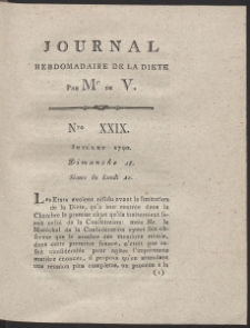 Journal Hebdomadaire De La Diete Par Mr. De V. R. 1790 Nr 29