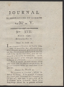 Journal Hebdomadaire De La Diete Par Mr. De V. R. 1790 Nr 31
