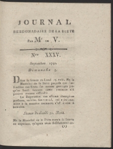 Journal Hebdomadaire De La Diete Par Mr. De V. R. 1790 Nr 35