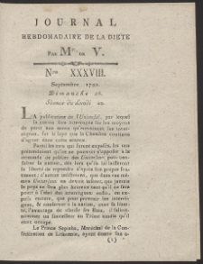 Journal Hebdomadaire De La Diete Par Mr. De V. R. 1790 Nr 38