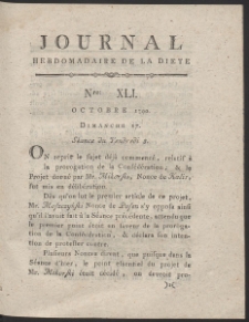 Journal Hebdomadaire De La Diete Par Mr. De V. R. 1790 Nr 41