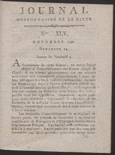 Journal Hebdomadaire De La Diete Par Mr. De V. R. 1790 Nr 45