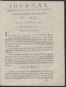 Journal Hebdomadaire De La Diete Par Mr. De V. R. 1790 Nr 49