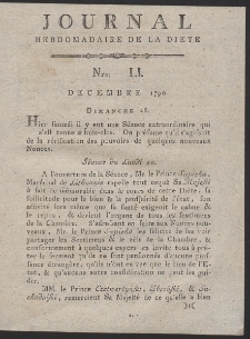 Journal Hebdomadaire De La Diete Par Mr. De V. R. 1790 Nr 51