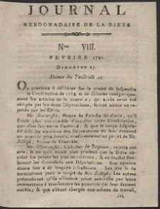 Journal Hebdomadaire De La Diete Par Mr. De V. R. 1791 Nr 8