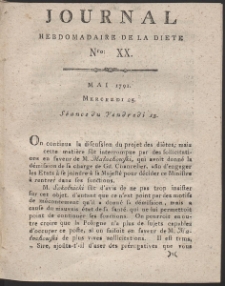 Journal Hebdomadaire De La Diete Par Mr. De V. R. 1791 nr 20