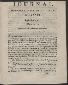 Journal Hebdomadaire De La Diete Par Mr. De V. R. 1791 Nr 36