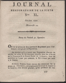 Journal Hebdomadaire De La Diete Par Mr. De V. R. 1791 Nr 40