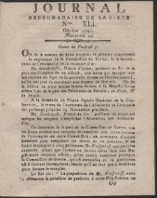 Journal Hebdomadaire De La Diete Par Mr. De V. R. 1791 Nr 41