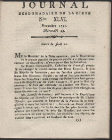Journal Hebdomadaire De La Diete Par Mr. De V. R. 1791 Nr 46