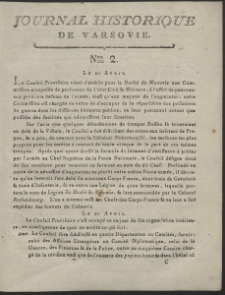 Journal Historique des &eacute;v&eacute;nements qui ont eu lieu &agrave; Varsovie, depuis le 17 avril 1794. Nr 2