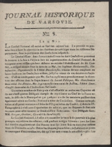 Journal Historique des &eacute;v&eacute;nements qui ont eu lieu &agrave; Varsovie, depuis le 17 avril 1794. Nr 8