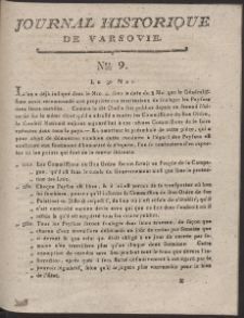 Journal Historique des &eacute;v&eacute;nements qui ont eu lieu &agrave; Varsovie, depuis le 17 avril 1794. Nr 9