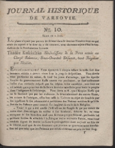 Journal Historique des &eacute;v&eacute;nements qui ont eu lieu &agrave; Varsovie, depuis le 17 avril 1794. Nr 10