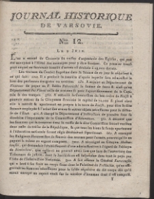 Journal Historique des &eacute;v&eacute;nements qui ont eu lieu &agrave; Varsovie, depuis le 17 avril 1794. nr 12