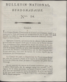 Bulletin National Hebdomadaire. R. 1794 nr 14