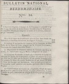 Bulletin National Hebdomadaire. R. 1794 Nr 16