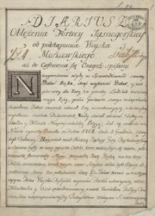 Diariusz oblężenia Fortecy Jasnog&oacute;rskiey od postąpienia woyska moskiewskiego aż do cofnienia się onegoż spisany [od 1 do 15 stycznia 1771]