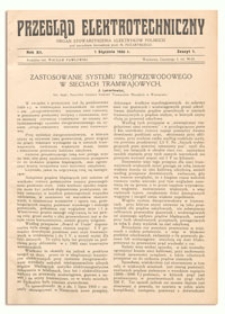 Przegląd Elektrotechniczny. Rok XII, 1 Stycznia 1930, Zeszyt 1