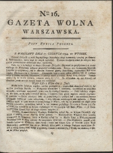Gazeta Wolna Warszawska. R. 1794 Nr 16