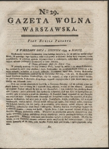 Gazeta Wolna Warszawska. R. 1794 Nr 29
