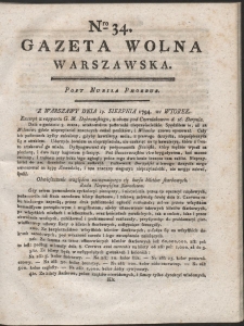 Gazeta Wolna Warszawska. R. 1794 Nr 34