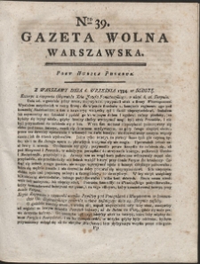 Gazeta Wolna Warszawska. R. 1794 Nr 39