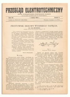 Przegląd Elektrotechniczny. Rok XII, 1 Marca 1930, Zeszyt 5
