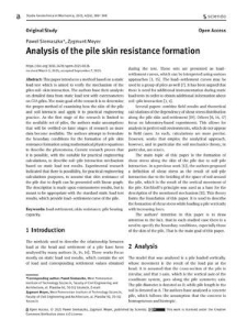 Analysis of the pile skin resistance formation